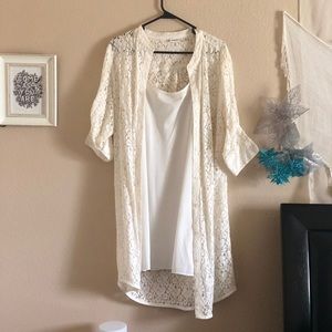 DKNYC boho 3/4 sleeve cardigan and mini dress
